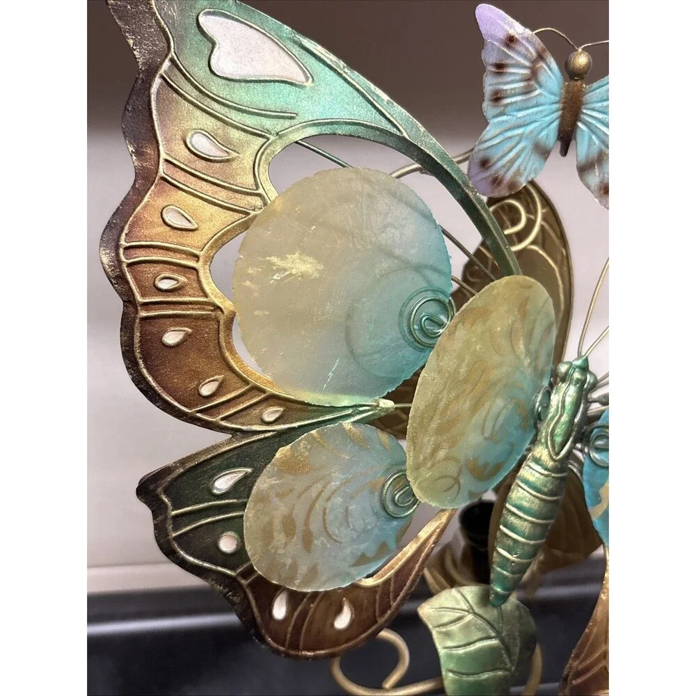 Pier 1 Imports Mariposa Accent Lamp Multicolor W/ Capiz Shells & Butterflies 18”